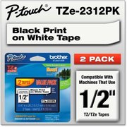 Brother Brother® P-Touch® Tze Labeling Tape, 1/2'"W, Black on White, 2/Pack TZE2312PK
